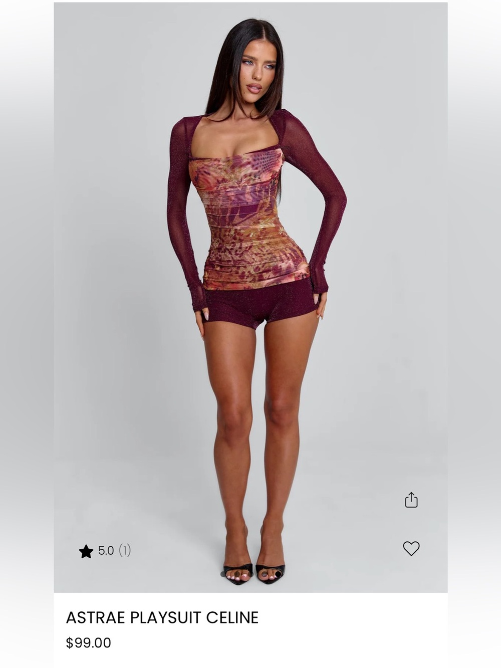 ASTRAE Celine Maroon Mesh Playsuit